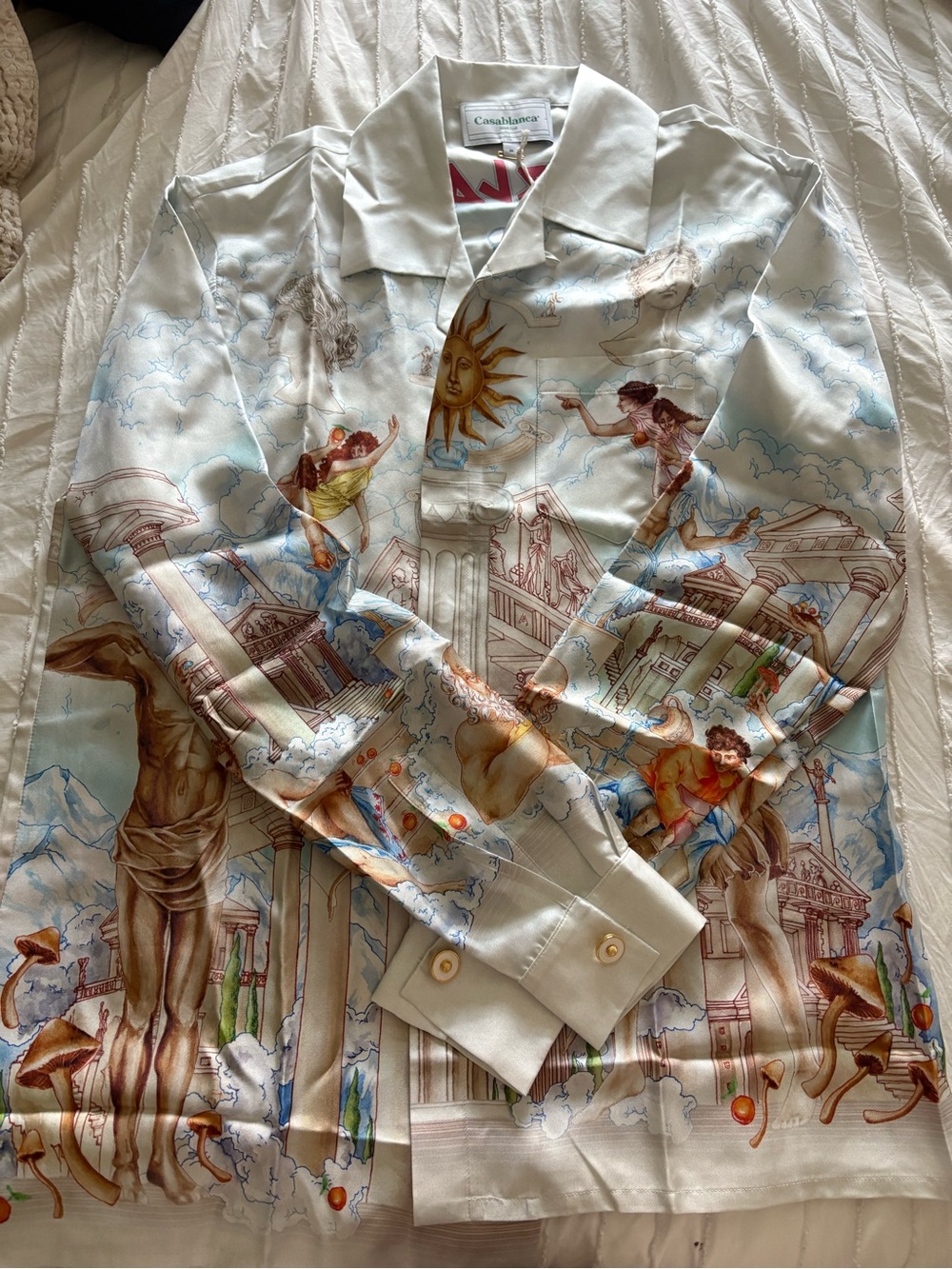 Casablanca White Printed Silk-Blend Dress Shirt